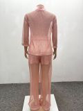 Plus Size Knit Cardigan Wide-Leg Trousers Two-Piece Set