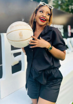 African Print Short-Sleeve Casual Two-Piece Shorts Set