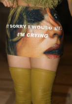 Women spring street sexy print Bodycon Skirt