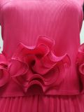 Plus Size African Women Pleated Flower Suspender Top and Pants Two-piece Set