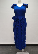 Plus Size Women Solid Pleated Dress