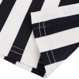Women casual black and white striped sleeveless top and wide-leg pants two-piece set