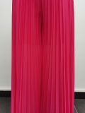 Plus Size African Women Pleated Flower Suspender Top and Pants Two-piece Set
