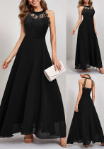 Women spring and summer lace patchwork sleeveless maxi dress