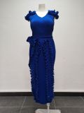 Plus Size Women Solid Pleated Dress