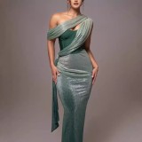 Women Solid Slit peach neck sexy suspender dress