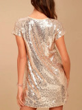 Women v-neck sequin party mini dress