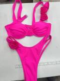 Women's Sexy & Fashionable Solid-Color Flower Bikini