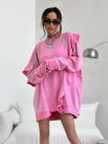 Women's Fashion Round Neck Loose Ruffle Casual Dress