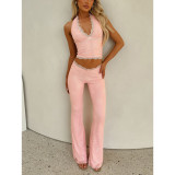 Women's Sexy Halter Lace Sportswear Set