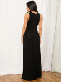 Women's Deep V-Neck Sleeveless Slit Maxi Dress