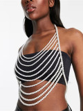 Women's Pearl Tassel Body Chain Vest