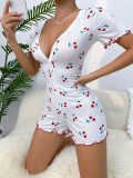 Women's Cherry Print sleep Jumpsuit