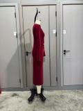 Women's Chic Solid Color Long Sleeve Slim Midi Dress