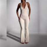 Women's Sleeveless Halter U-Neck Tight Slim Jumpsuit