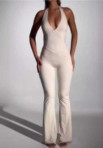 Women's Sleeveless Halter U-Neck Tight Slim Jumpsuit