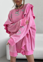 Women's Fashion Round Neck Loose Ruffle Casual Dress