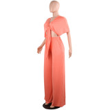 Women's Deep V Lace-Up Top Wide-Leg Pants Set