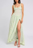Women's U-Neck Strap Backless Chiffon Dress