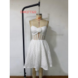 Women's Strap Floral A-Line Mini Wedding Dress
