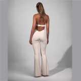 Women's Sleeveless Halter U-Neck Tight Slim Jumpsuit