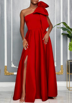 Women's Slash-Shoulder Big Bow Sexy Evening Dress