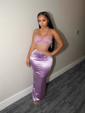 Women's Satin Slit Slim Skirt