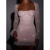 Women's Sexy See Through Black Sparkling Mini Dress