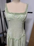 Women's U-Neck Strap Backless Chiffon Dress