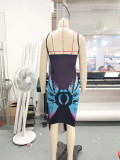 Women's Butterfly Print Strap Beach Dress