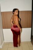 Women's Satin Slit Slim Skirt