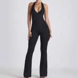 Women's Sleeveless Halter U-Neck Tight Slim Jumpsuit
