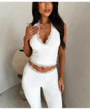 Women's Sexy Halter Lace Sportswear Set