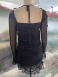 Women's Sexy See Through Black Sparkling Mini Dress
