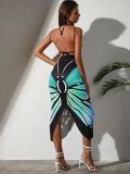 Women's Butterfly Print Strap Beach Dress