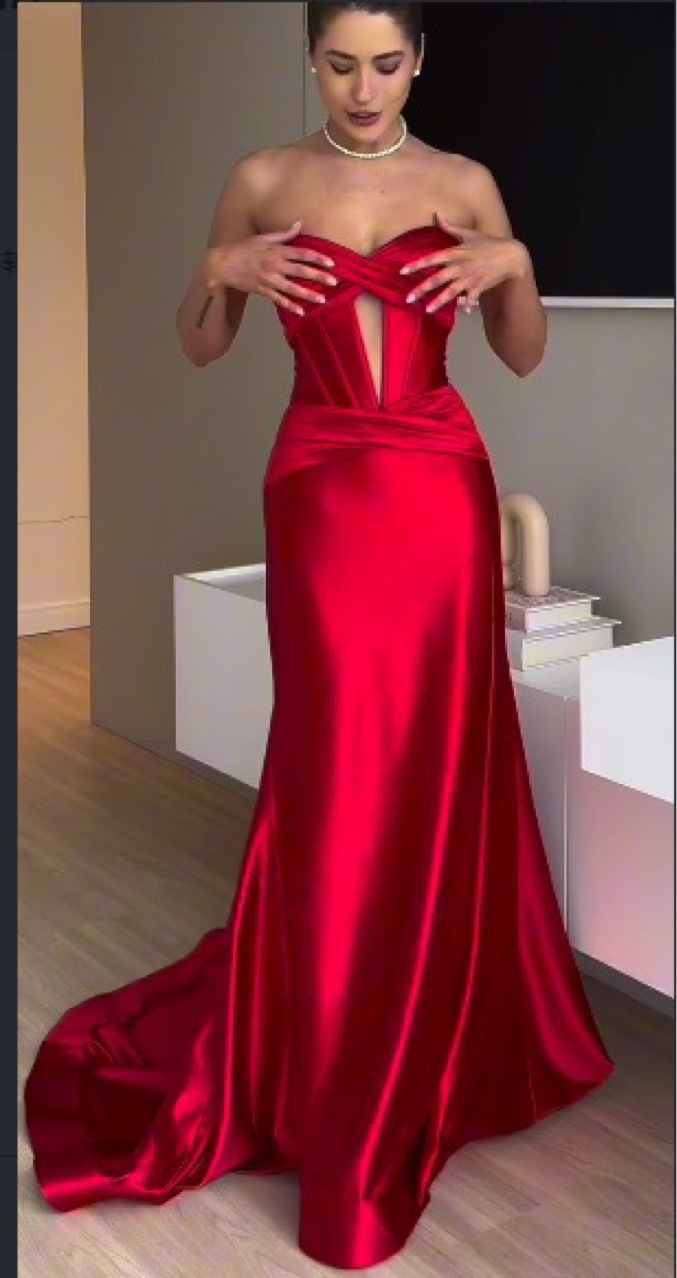 Women's Sexy Hollow Strapless Slit Evening Dress