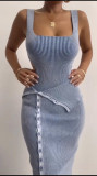 Women's Knitted Strap Bodysuit Skirt Set