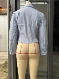 Women's Turndown Collar Shirt & Fishbone Slim Waist Top