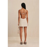 Women's White Floral Strap Mini Dress