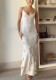 Women's Sexy Strap Knit Backless Flower Long Dress