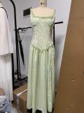 Women's U-Neck Strap Backless Chiffon Dress