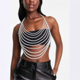 Women's Pearl Tassel Body Chain Vest