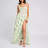 Women's U-Neck Strap Backless Chiffon Dress
