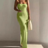 Women's Sexy Strap Knit Slim Long Dress