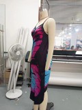 Women's Butterfly Print Strap Beach Dress
