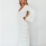 Women's Sexy Hollow Long-Sleeve Knit Sweater Dress