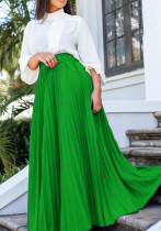 Women Elegant Pleated Style Skirt with Belt