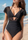 Women Mesh Patchwork Sexy One-piece Swimsuit Bikini Two-piece Set