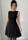Women Casual Sleeveless Elegant Solid Ruffled Mini Dress