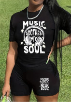 Women Spring and Summer Casual Print Short Sleeve Top and Shorts Two-Piece Set Women Spring and Summer Casual Print Short Sleeve Top and Shorts Two-Piece Set